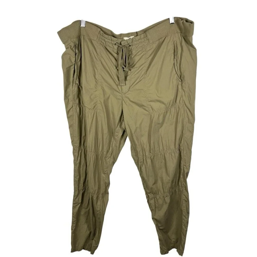 Lou & Grey Straight Taper Khaki Cargo Pants Women’s Size‎ XL Drawstring Green